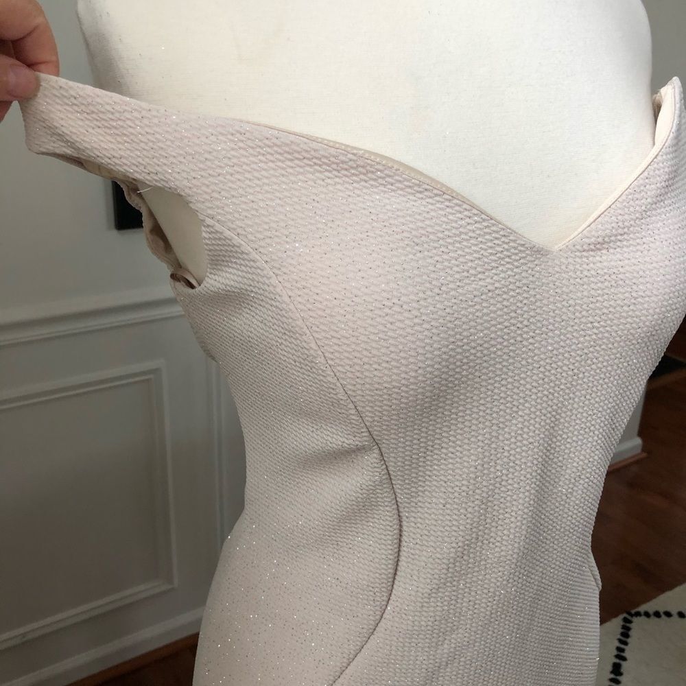 Marina Off-the-Shoulder Glitter Bodycon Dress NWT 10 - Picture 3 of 10